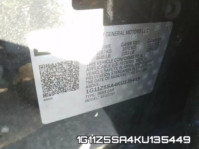 1G11Z5SA4KU135449 фото 2