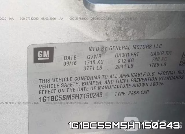 1G1BC5SM5H7150243 фото 10