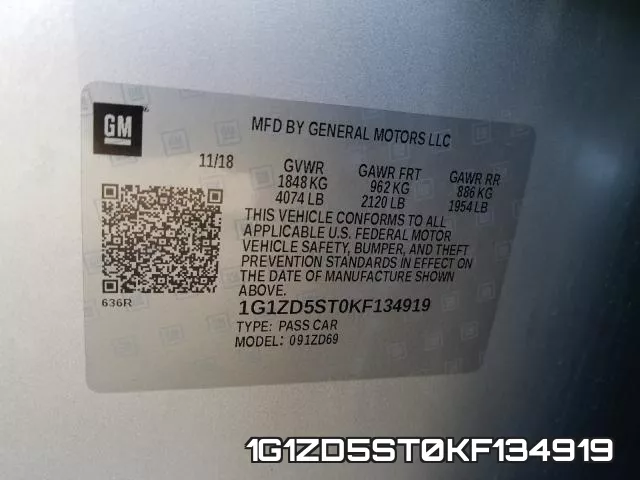 1G1ZD5ST0KF134919 фото 2