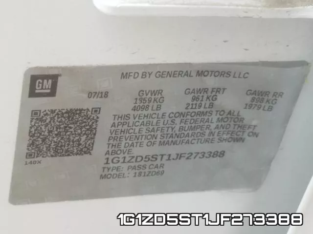 1G1ZD5ST1JF273388 фото 2