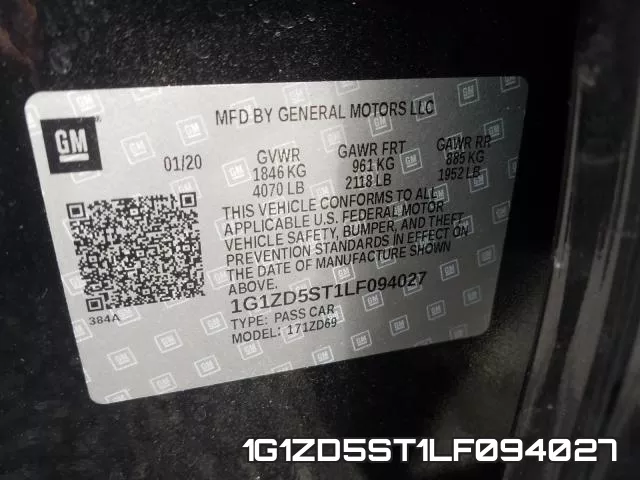 1G1ZD5ST1LF094027 фото 2
