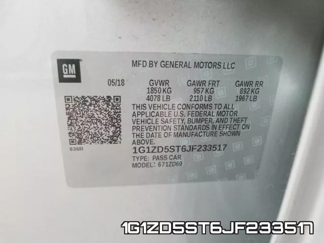 1G1ZD5ST6JF233517 фото 2