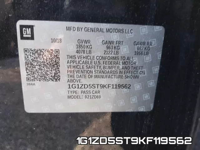1G1ZD5ST9KF119562 фото 2