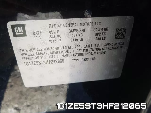 1G1ZE5ST3HF212065 фото 2