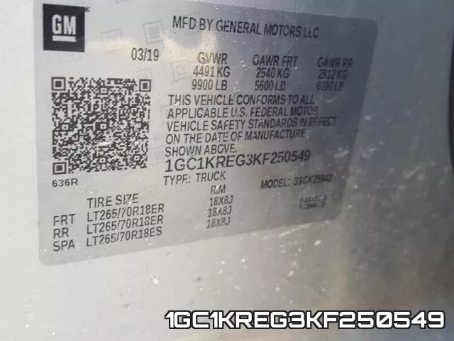 1GC1KREG3KF250549 фото 2