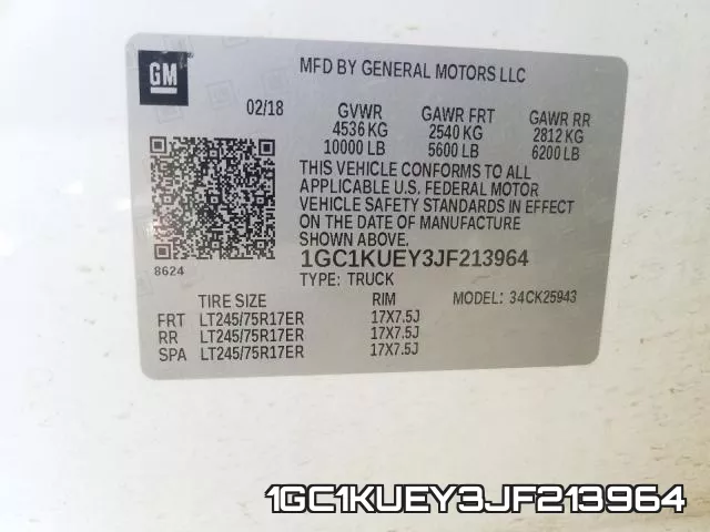 1GC1KUEY3JF213964 фото 2