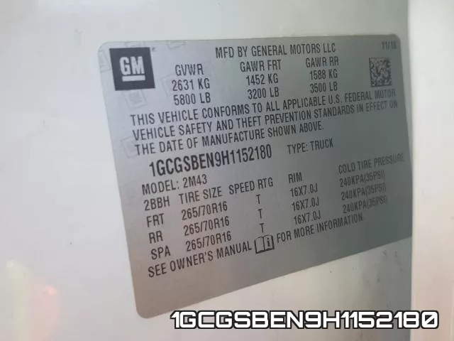 1GCGSBEN9H1152180 фото 2