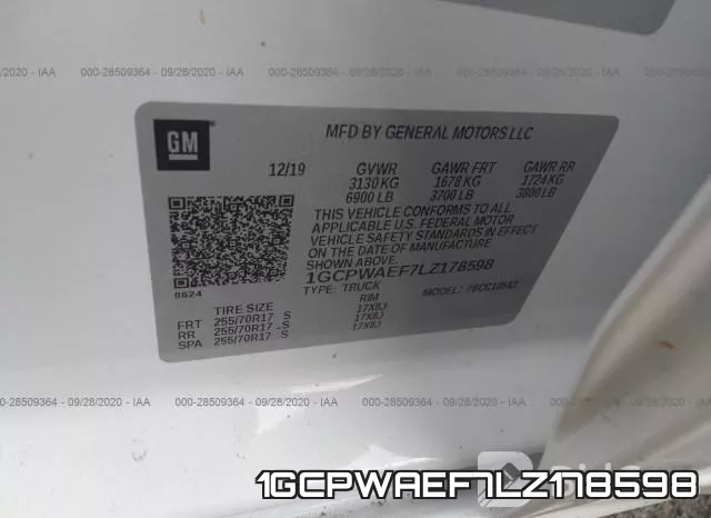 1GCPWAEF7LZ178598 фото 10