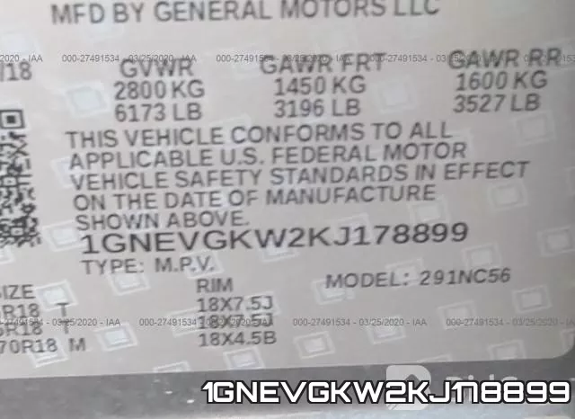 1GNEVGKW2KJ178899 фото 8