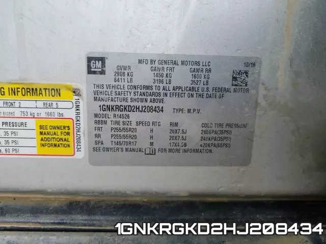 1GNKRGKD2HJ208434 фото 2