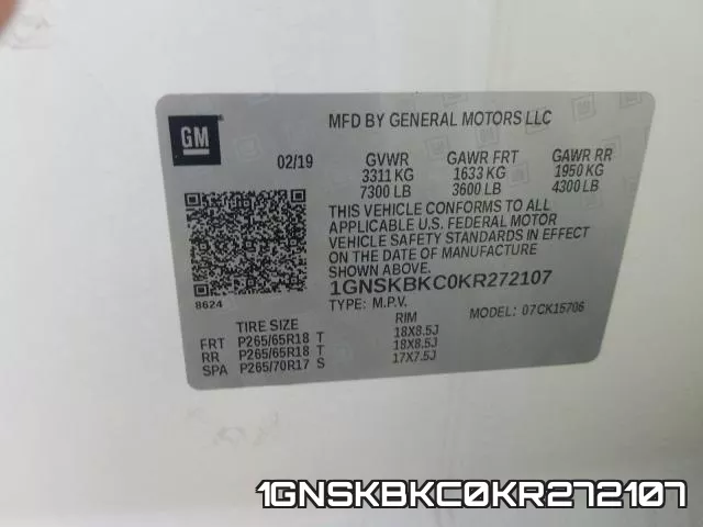 1GNSKBKC0KR272107 фото 2