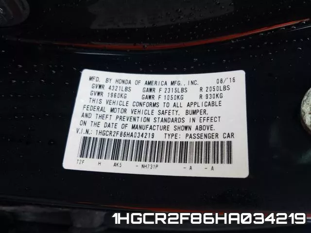 1HGCR2F86HA034219 фото 2