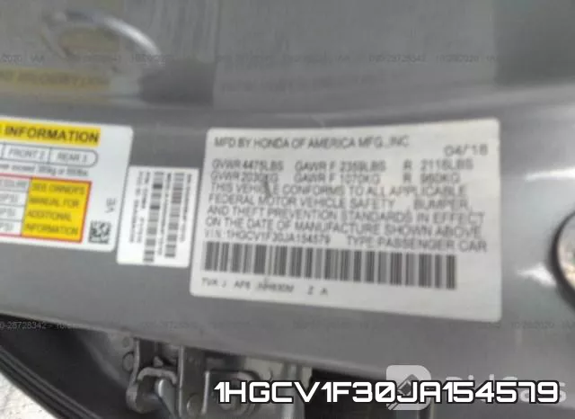 1HGCV1F30JA154579 фото 10