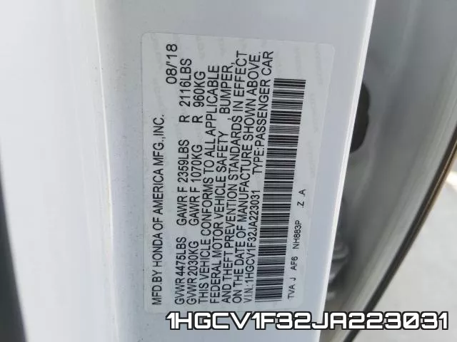 1HGCV1F32JA223031 фото 2