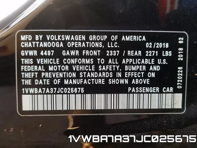 1VWBA7A37JC025675 фото 2
