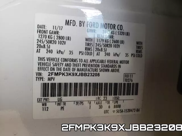 2FMPK3K9XJBB23208 фото 2