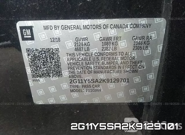 2G11Y5SA2K9129701 фото 10