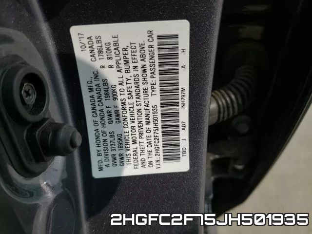 2HGFC2F75JH501935 фото 2