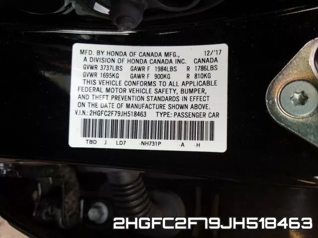2HGFC2F79JH518463 фото 2