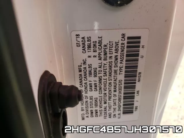 2HGFC4B57JH307570 фото 2