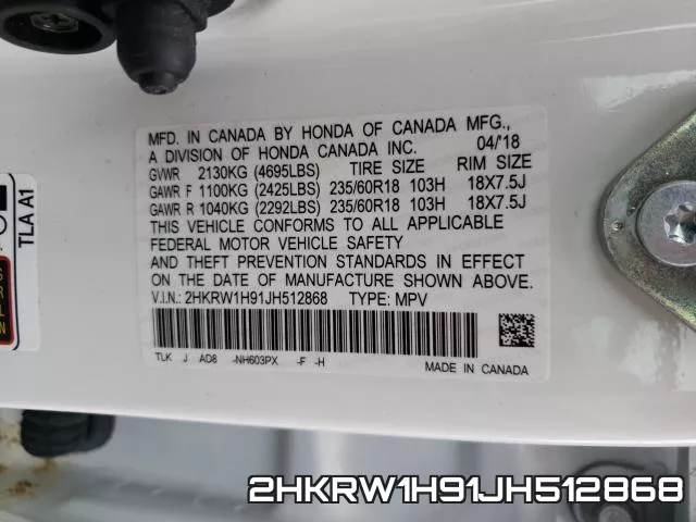 2HKRW1H91JH512868 фото 2