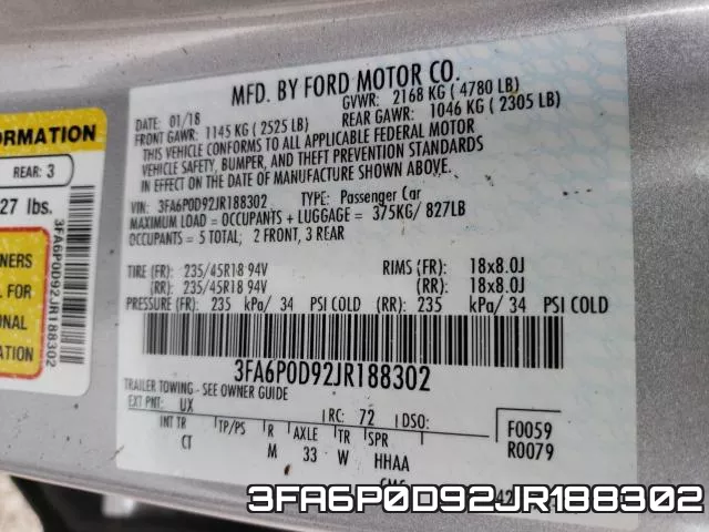 3FA6P0D92JR188302 фото 2