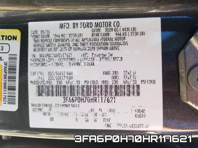 3FA6P0H70HR117621 фото 2