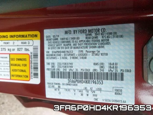 3FA6P0HD4KR196353 фото 2
