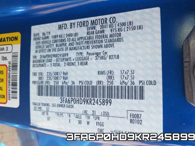 3FA6P0HD9KR245899 фото 2