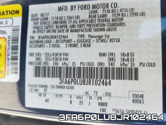 3FA6P0LU8JR102464 фото 2