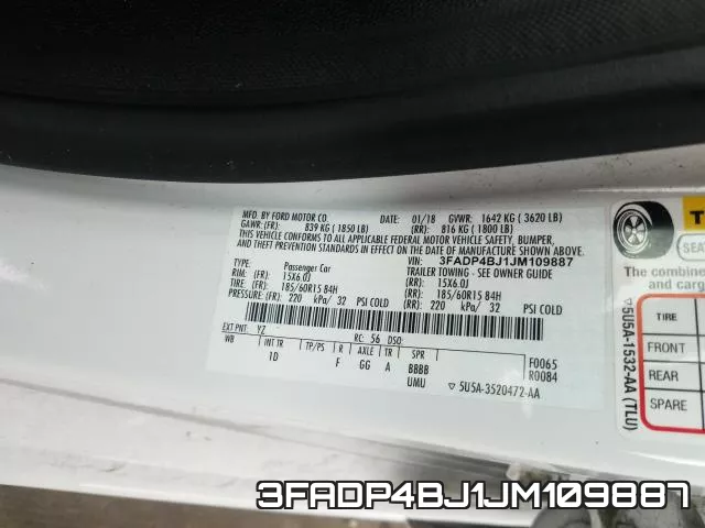 3FADP4BJ1JM109887 фото 2