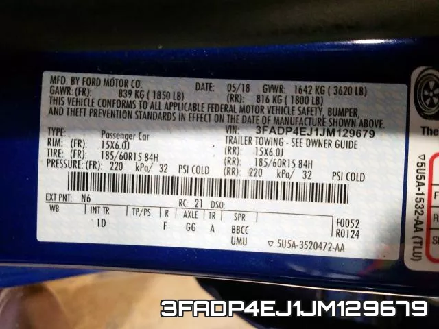 3FADP4EJ1JM129679 фото 2