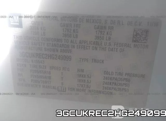 3GCUKREC2HG249099 фото 10