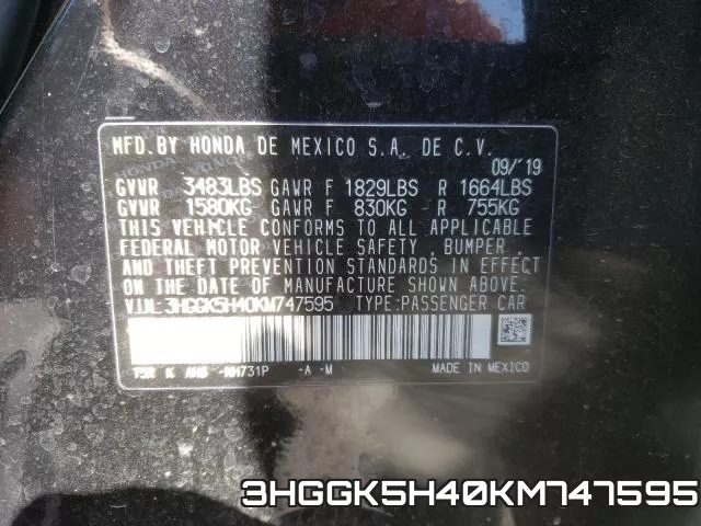 3HGGK5H40KM747595 фото 2
