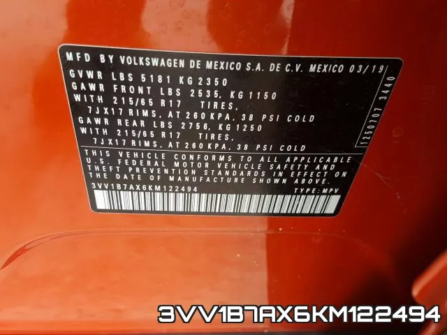 3VV1B7AX6KM122494 фото 2