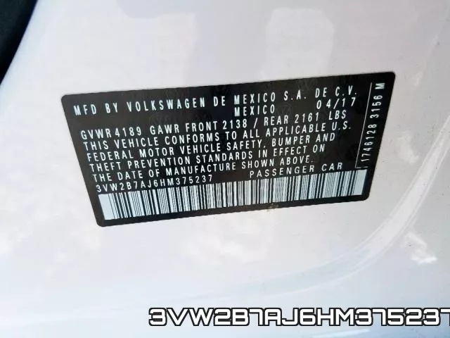 3VW2B7AJ6HM375237 фото 2