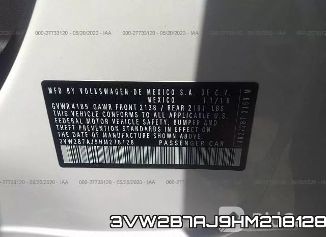 3VW2B7AJ9HM278128 фото 10
