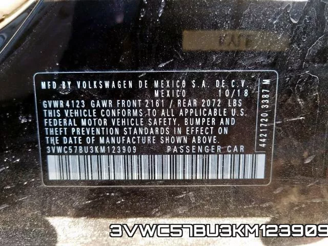 3VWC57BU3KM123909 фото 2