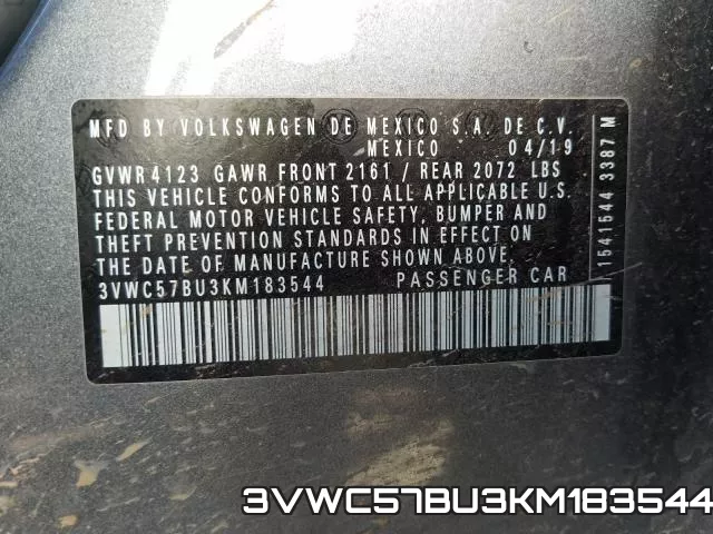 3VWC57BU3KM183544 фото 2
