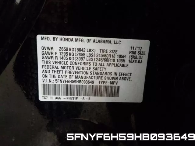 5FNYF6H59HB093649 фото 2