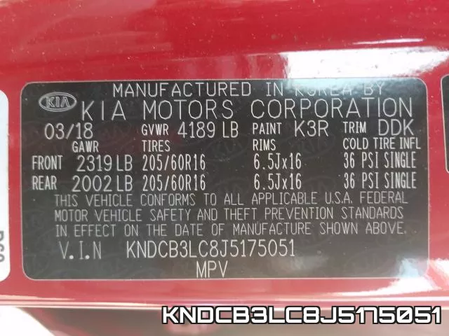KNDCB3LC8J5175051 фото 2