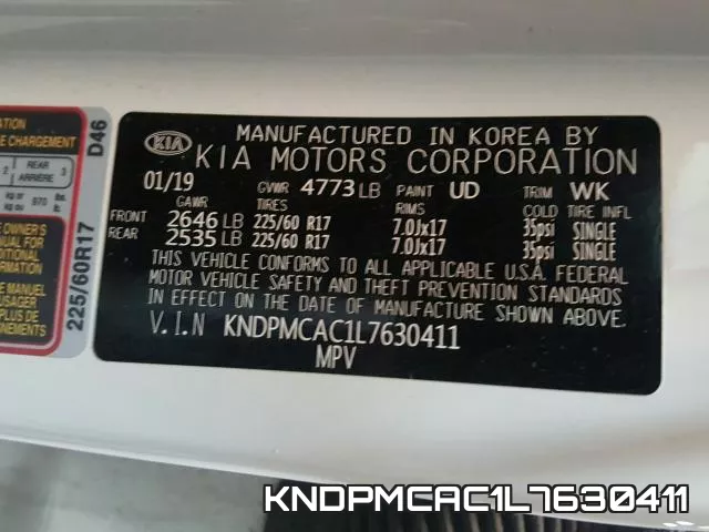 KNDPMCAC1L7630411 фото 2
