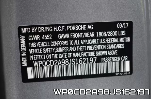 WP0CD2A98JS162197 фото 2