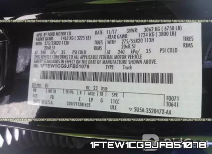 1FTEW1CG9JFB51078 фото 10
