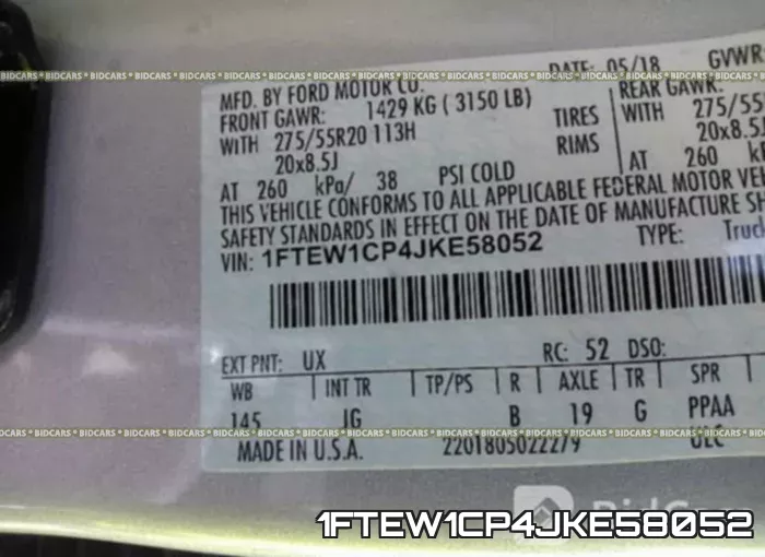 1FTEW1CP4JKE58052 фото 10