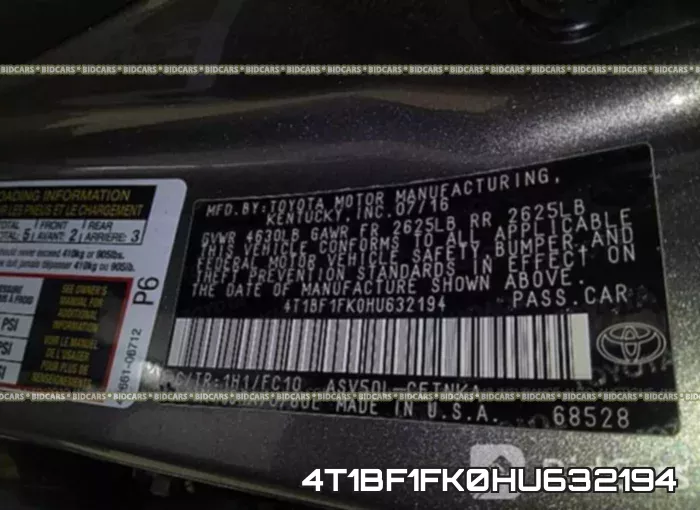 4T1BF1FK0HU632194 фото 10