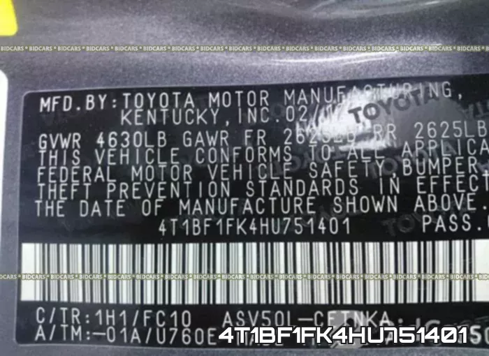 4T1BF1FK4HU751401 фото 10