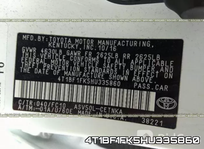 4T1BF1FK5HU335860 фото 10