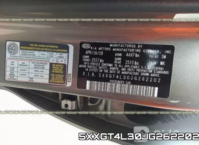 5XXGT4L30JG262202 фото 10