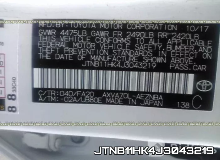 JTNB11HK4J3043219 фото 10
